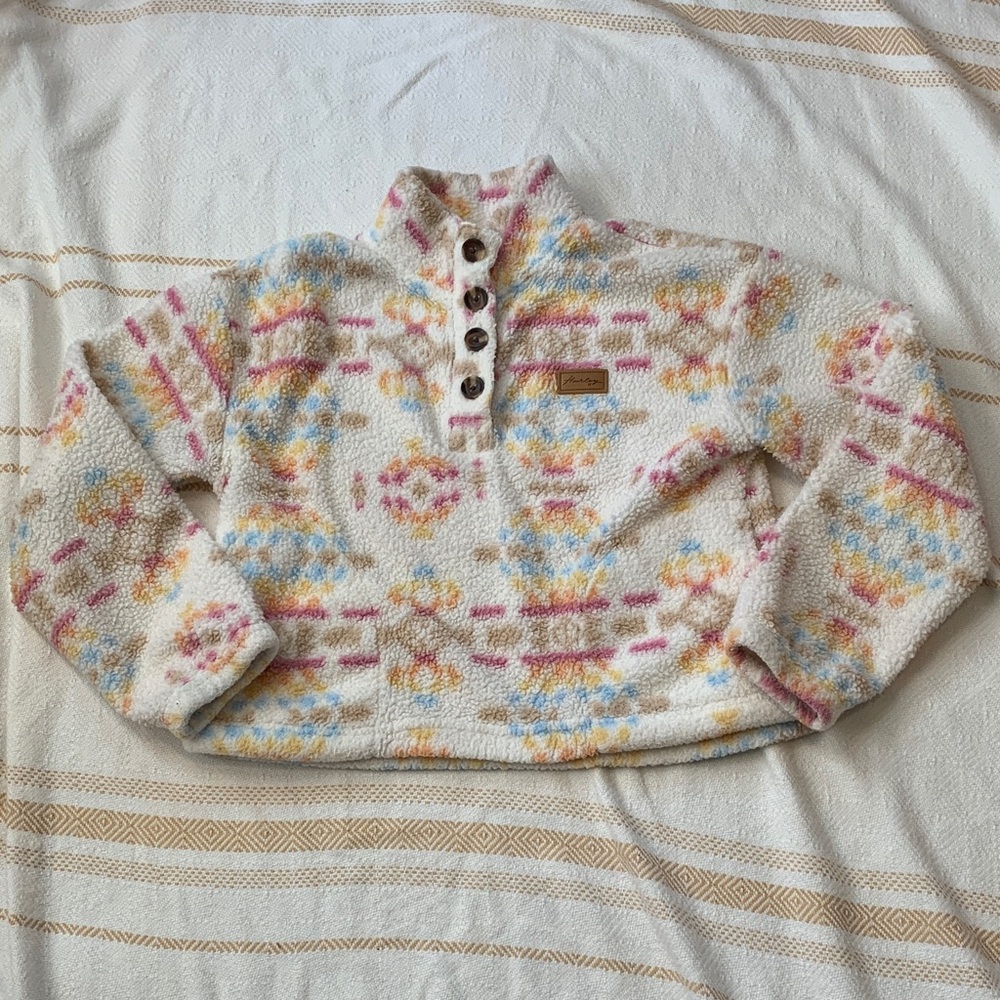 Hurley Aztec Print Sherpa Pullover Size Medium